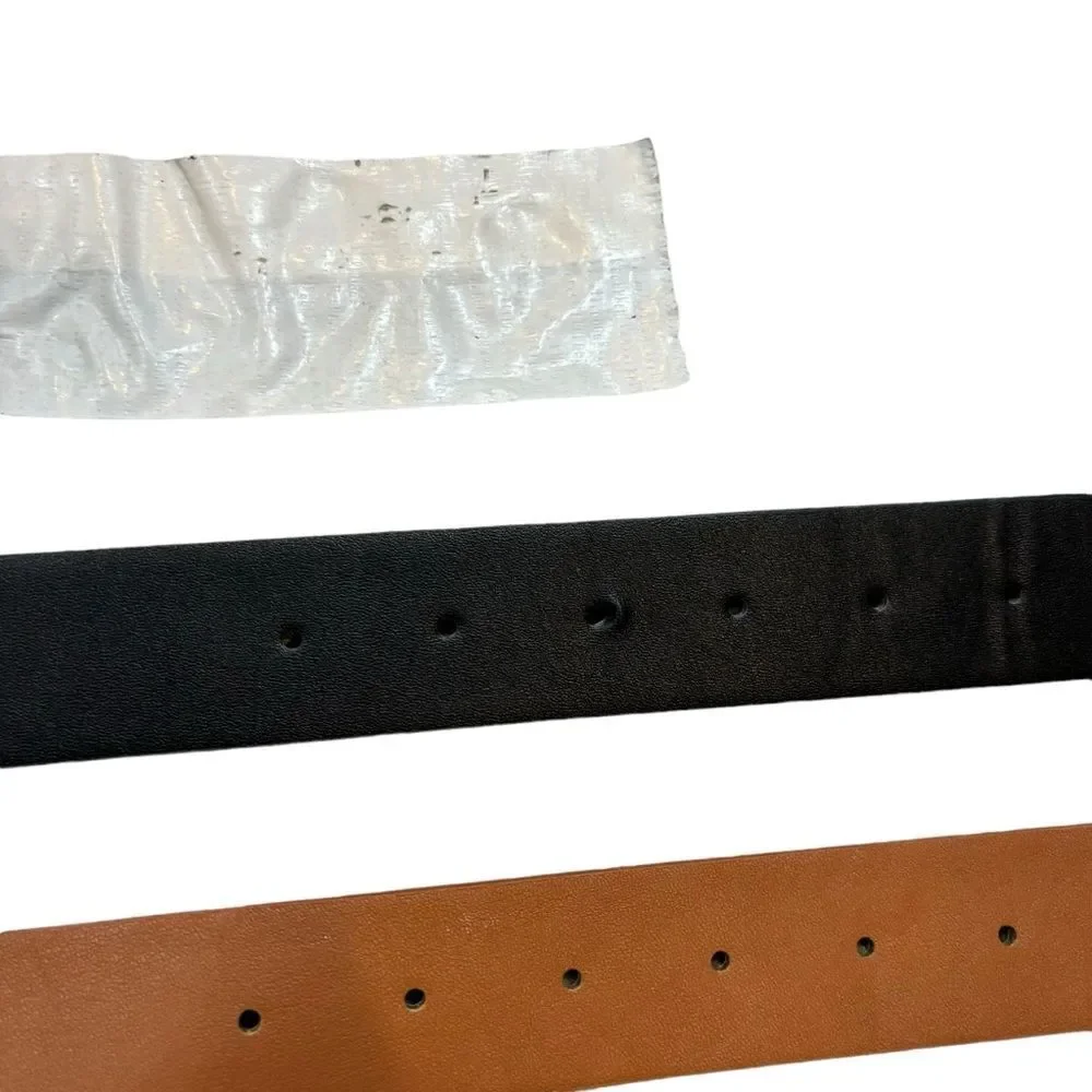 Lot of two Ladies Faux Leather‎ Double Ring Belts 29-37”